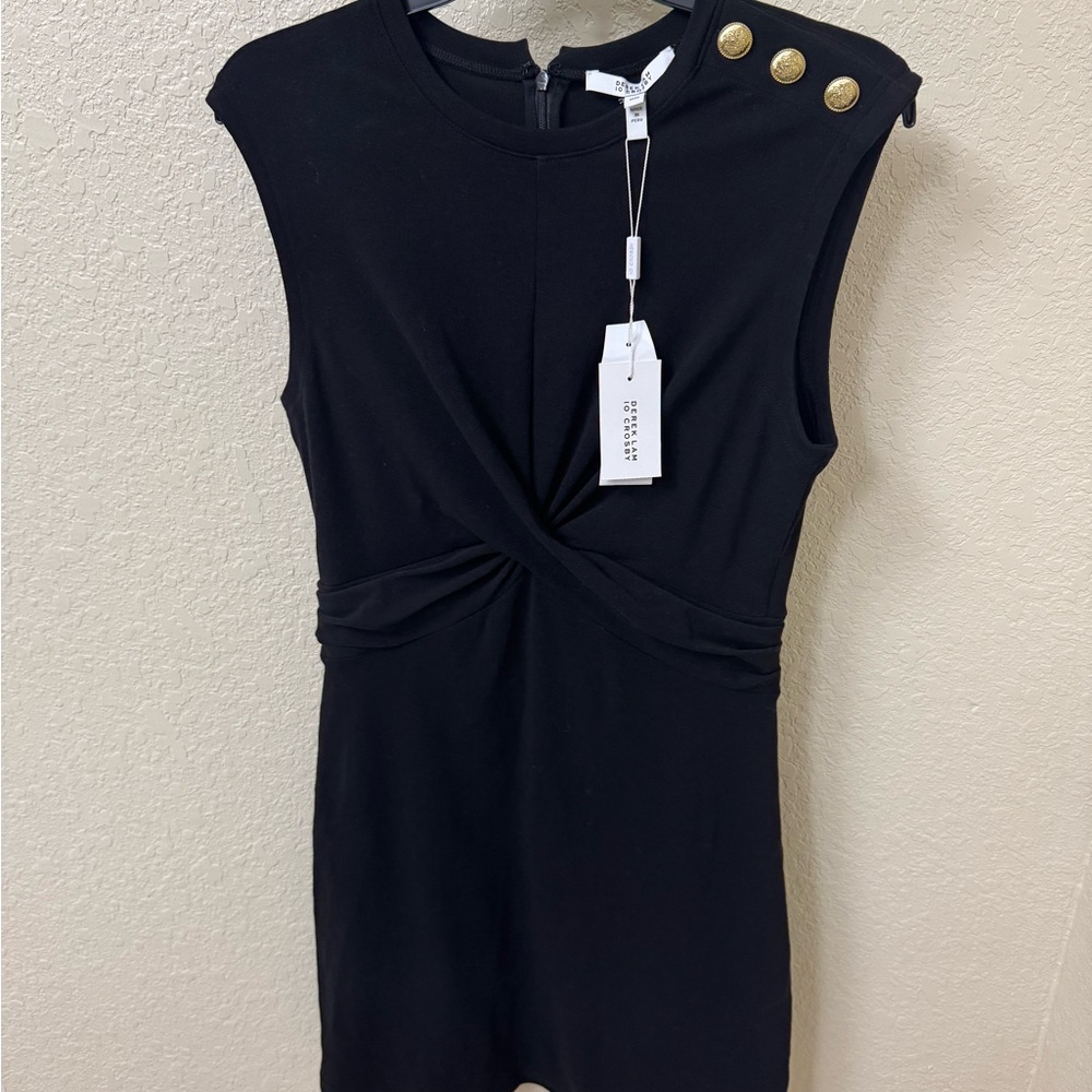 Derek Lam  New !Black Mini Dress with Gold Accents Size M